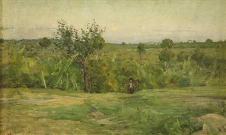Luigi Gioli (San Frediano a Settimo (Pi) Firenze 1947) Nei campi, Olio su...