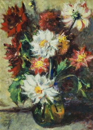 Corrado Michelozzi (Livorno 1965) Vaso di fiori, Olio su tavola, cm. 26,5x19....