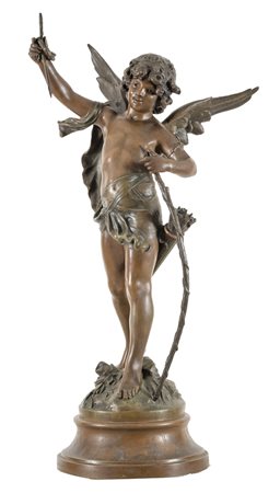 August Moreau (Dijon 1919) Cupido, Scultura in bronzo, cm. 70x30x30. Firmato...