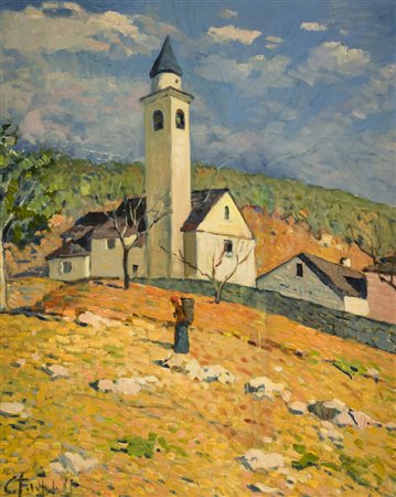 Cafiero Filippelli (Livorno 1973) Paesaggio agreste, Olio su tavola, cm....