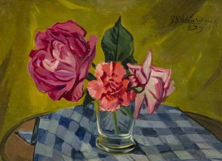 Giulio Ghelarducci (Livorno Firenze 1970) Rose, 1939 Olio su compensato, cm....