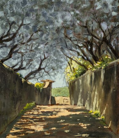Giulio Cesare Vinzio (Livorno Milano 1940) Strada di Montenero, Olio su...