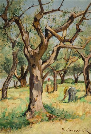 Eugenio Carraresi (Livorno Livorno 1964) Scena agreste, Olio su tavola, cm....