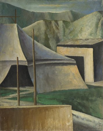 Marcello Scuffi (Tizzana (Pt)) Il circo, 1981 Olio su tela, cm. 50x40....