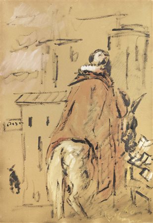 Filippo de Pisis Ferrara 1896 - Milano 1956 La mula, 1940 Olio su cartone,...