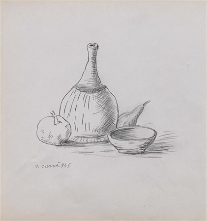 Carlo Carrà Quargnento (Al) 1881 - Milano 1966 Natura morta, 1945 Matita su...