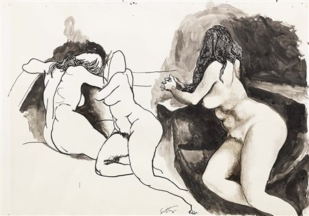 Renato Guttuso Bagheria (Pa) 1912 - Roma 1987 Nudi China su carta, cm. 51x73...