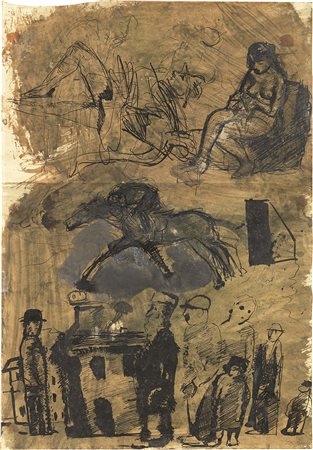 Mario Sironi Sassari 1885 - Milano 1961 Composizione con cavallo, (1953)...