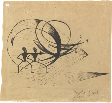 Virgilio Marchi Livorno 1895 - Roma 1960 La scherma China su carta, cm....