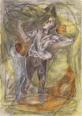 Sandro Chia Firenze 1946 Figura, 1988 Tecnica mista su carta applicata su...