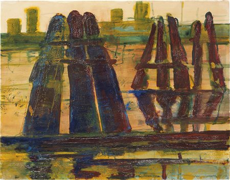 Giovanni Frangi Milano 1959 Porto Marghera Tecnica mista su carta, cm. 70x90...