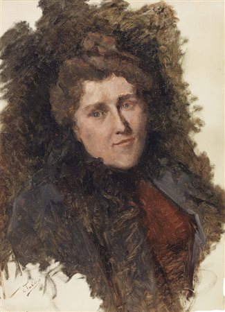 Cesare Tallone Savona 1854 - Milano 1919 Ritratto di signora Olio su tela...