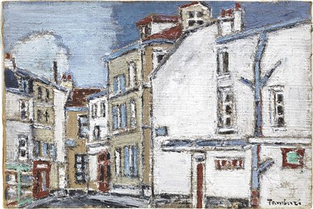 Orfeo Tamburi Jesi (An) 1910 - Parigi 1994 Case di Parigi Olio su tela...
