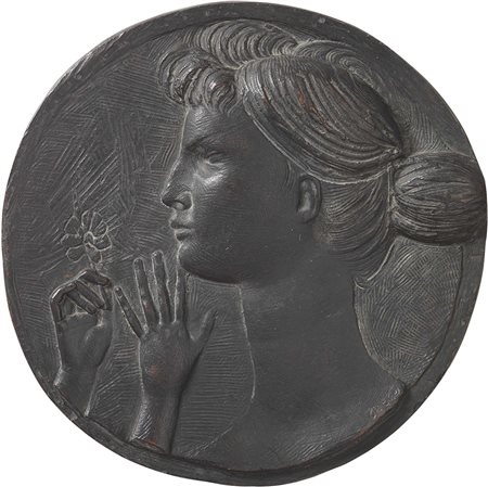 Emilio Greco Catania 1913 - Roma 1995 Testa di fanciulla Medaglia in bronzo,...