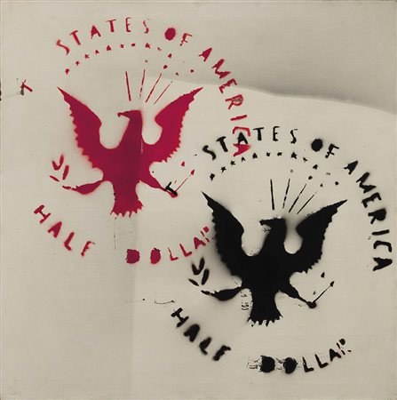 Franco Angeli Roma 1935 - 1988 Half Dollar, 1974 Smalto su tela, cm. 100x100...