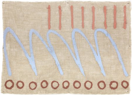 Giorgio Griffa Torino 1936 Senza titolo, 1981 Acrilico su juta, cm. 44x60...