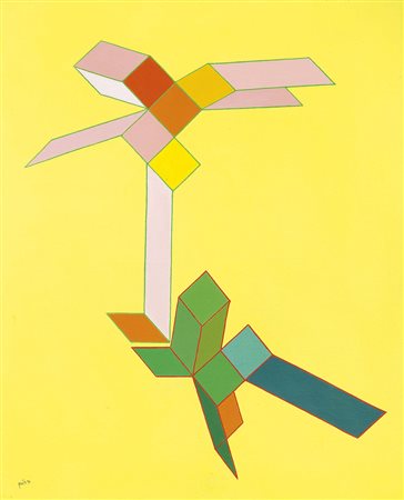 Achille Perilli Roma 1927 Il ciclo aereo, 1990 Acrilico su tela, cm. 100,5x81...