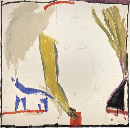 James Brown Los Angeles 1951 Nude with a Bull Terrier, 1982 Acrilico e...