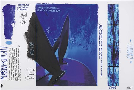 Fabrizio Plessi Reggio Emilia 1940 Mari verticali, 2011 Tecnica mista su...