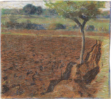 Giacomo Balla Torino 1871 - Roma 1958 Paesaggio con un albero, 1905 Pastello...