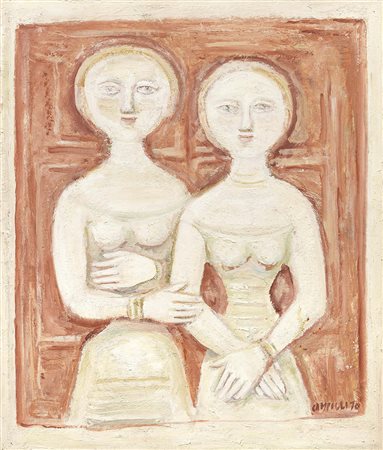 Massimo Campigli Berlino 1895 - St.Tropez 1971 Due donne (Due figure su fondo...