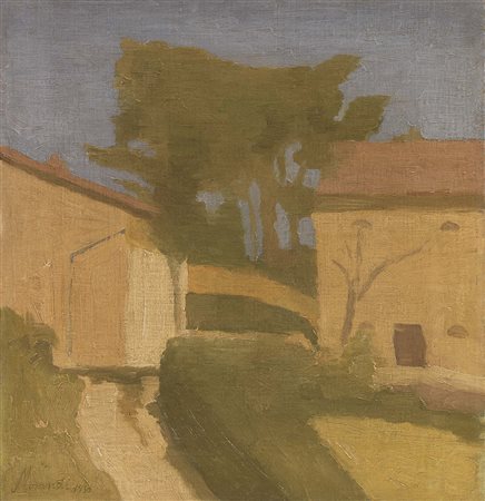Giorgio Morandi Bologna 1890 - 1964 Paesaggio, 1930 Olio su tela, cm. 54x52...
