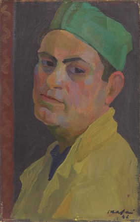 Mario Mafai Roma 1902 - 1965 Autoritratto, 1946 Olio su tela, cm. 48,5x31...