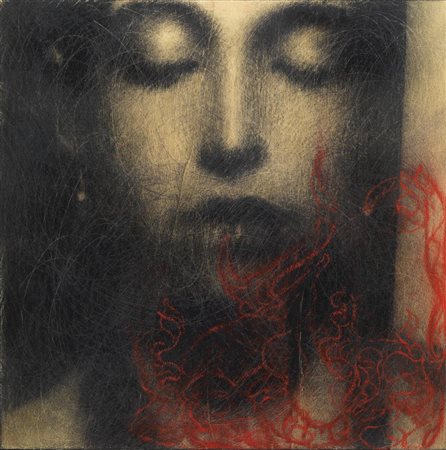 Omar Galliani NUOVI FIORIgrafite e pigmento su tavola, cm 30x30sul retro:...