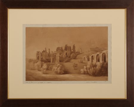 ARTISTA DEL XIX SECOLO Palace Du Neron. Acquarello su carta. Cm 37,50 x...