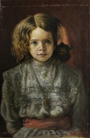 PARMA EMILIO (1874 - 1950) Ritratto di bimba. 1910. Olio su tela . Cm 37,00 x...