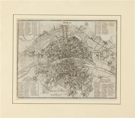 ARTISTA DEL XVIII SECOLO Parigi, cartografia. 1710. Incisione su rame. Cm...