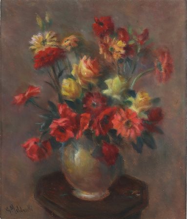 MALDARELLI GIUSEPPE (1885 - 1958) Fiori. . Olio su tavola. Cm 48,00 x 57,00....