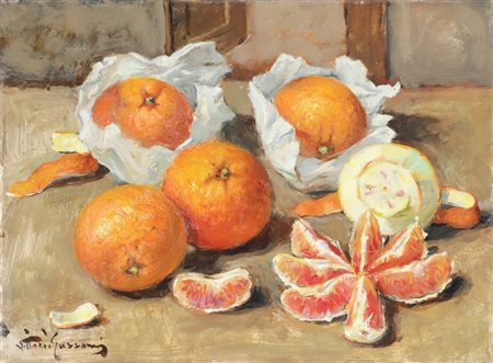 GUSSONI VITTORIO (1893 - 1968) Arance. 1953. Olio su tavola. Cm 40,00 x...