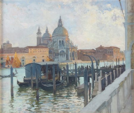 CARPANETTO GIOVAN BATTISTA (1863 - 1928) Venezia. 1915. Olio su cartone...