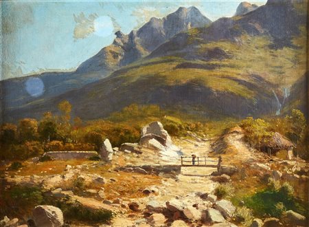 CARCANO FILIPPO (1840 - 1914) Attribuito a. Torrente in secca. . Olio su tela...
