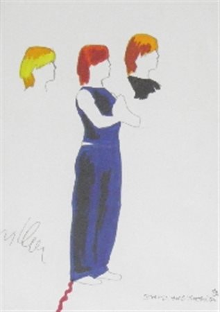 LODOLA MARCO DORNO 1955 SENZA TITOLO FOTOCOPIA COLORATA RITOCCATA CON...