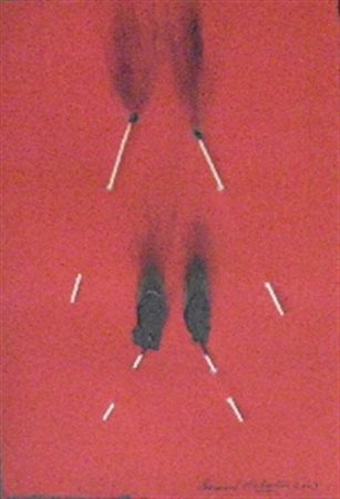 AUBERTIN BERNARD FRANCIA 1934 PAPIER ROUGE BRULE, 2009 CARTONCINO BRUCIATO cm...