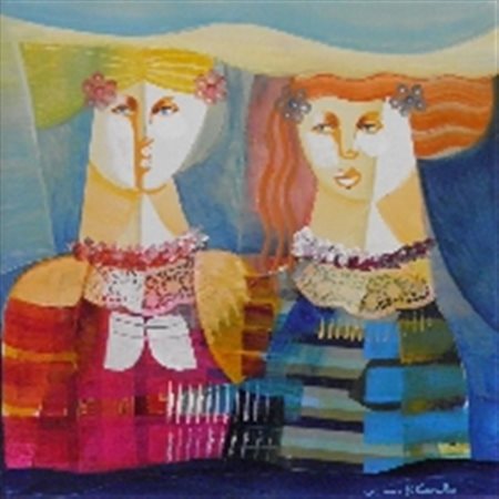 DI CARLO VITTORIO MARIA SAN MARCO IN LAMIS 1939 LE AMICHE OLIO SU TELA cm 50...