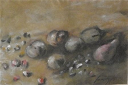 SCATIZZI SERGIO 1918 2009 NATURA MORTA OLIO SU CARTA cm 30 x 45 Firma in...