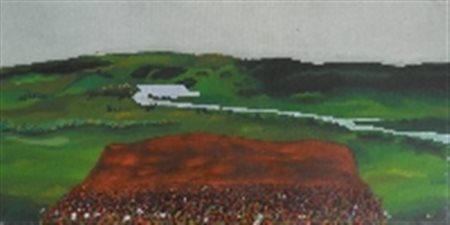 VANNI GIANFRANCO SENZA TITOLO OLIO SU TELA cm 40 x 80 Siglato GV in basso a...