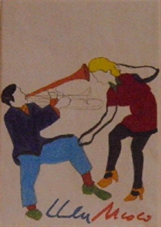 LODOLA MARCO DORNO 1955 SENZA TITOLO FOTOCOPIA COLORATA RITOCCATA CON...