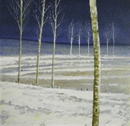 GRASSI FABIO PRIME NEVI OLIO SU FAESITE cm 19,3 x 19,8 Firma e titolo al...