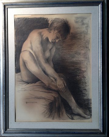 Sindaco, "Modella accademica", grafite e pastelli su cartone cm 70x50