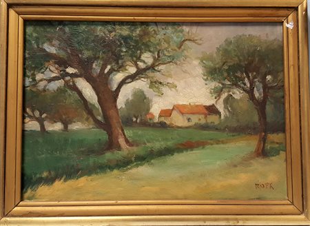 Ropk, "Casolare di campagna", inizi '900, olio su tela cm 38,5x55