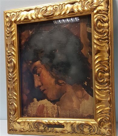 Romolo Bernardi, "Volto femminile", olio su tavola cm 30x38