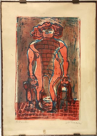 Mino Maccari, litografia su carta cm 45x30, nr. PA, firma in basso a destra