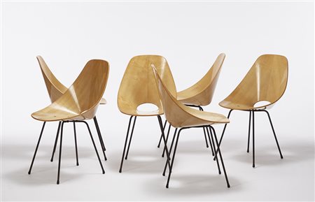 Vittorio Nobili (attribuito) (1935) Sei sedie modello "Medea". Produzione...