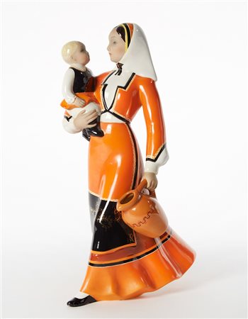 C.I.A. Manna "Maternità campestre" Scultura in ceramica formata a colaggio e...