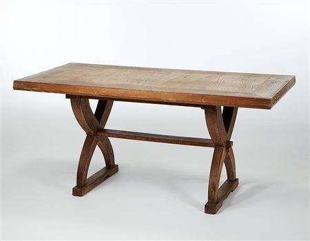 Tomaso Buzzi (Sondrio 1900 - Rapallo 1981) Tavolo rustico in rovere massello...