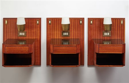 Ico Parisi (Palermo 1916 - Como 1996) Tre comodini pensili in legno...